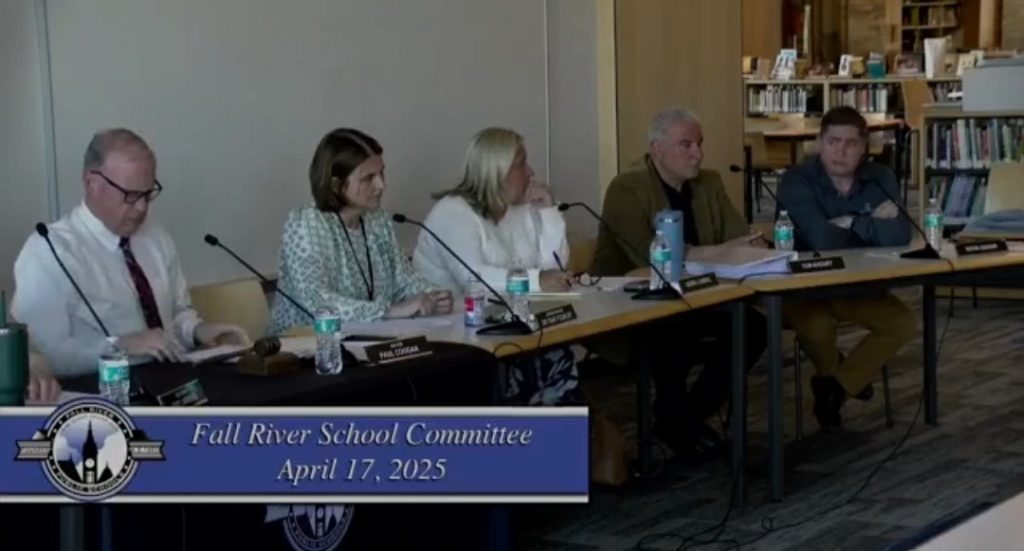 A screenshot of the April 17, 2025 Emergency School Committee meeting