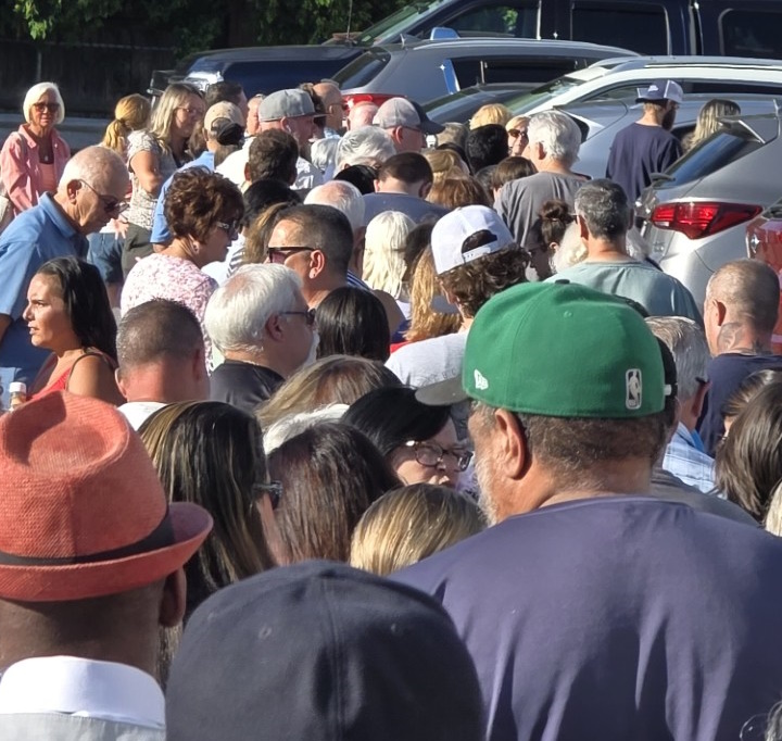 The line to enter St. John's Club in Fall River. Picture taken by me on Friday, July 18th